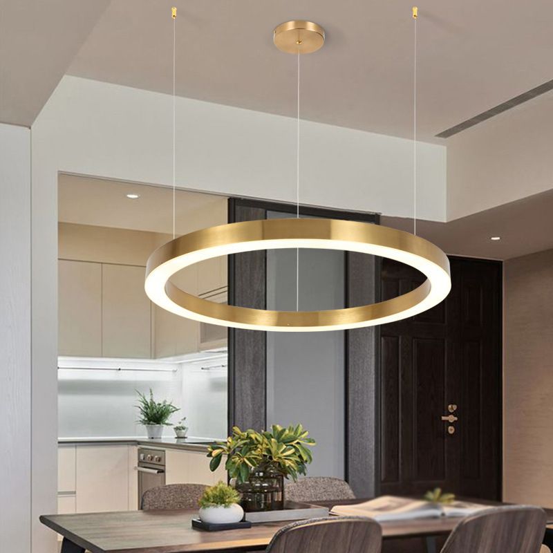 Arisha Suspension Anneau Moderne, Métal/Acrylique, Dorée, Salon