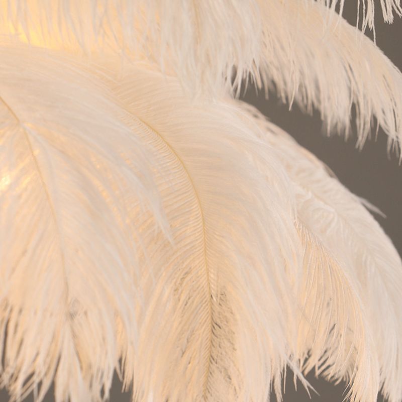 O'Moore Lustre Fleur Naturel Verre/Plume Blanc Salon