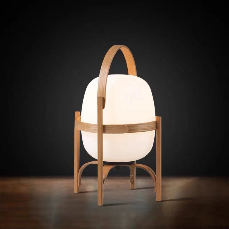 Muto Lampadaire Lanterne Moderne, Bois/Verre, Blanc/Bois, Salon