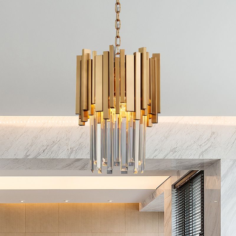 Kristy LED Suspension Or Chromé Métal Cristal Salon Chambre à couche