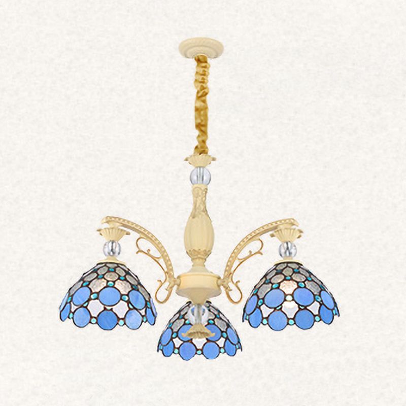 Silva Fleur Vintage LED Suspension Bleu Métal Verre Salon Chambre à Coucher