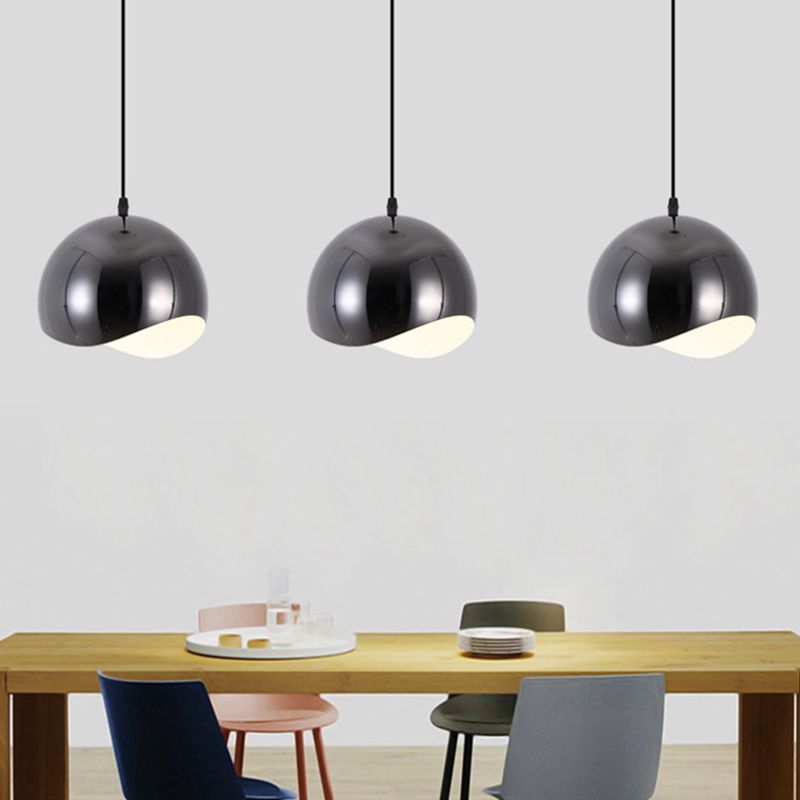 Arisha Luminaires Suspensions Dôme Moderne Métal Noir/Rose Rouge/Chromé Salon