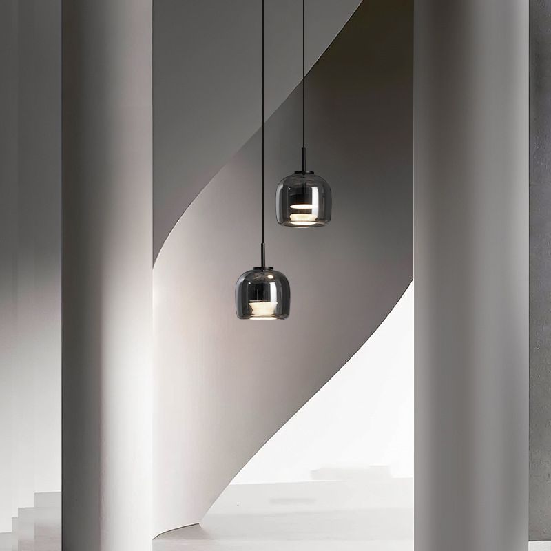 Valentina Suspension Dôme Moderne, Verre, Noir, Salon