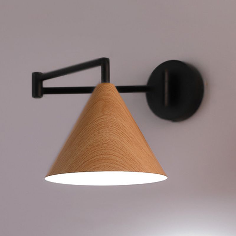 Muto Applique Murale Ajustable Conique, Métal, Marron/Bois, Chambre