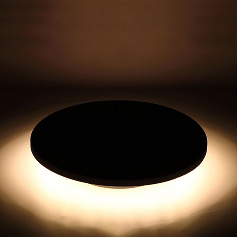 Ray Lampe Extérieure au Sol Rond Simple, Métal, Noir, Cour
