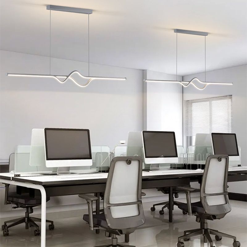 Arisha Suspension Linéaire Minimaliste, Noir/Blanc/Gris, Salon