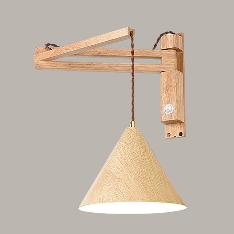 Muto Design Applique Murale Conique Vintage LED Bois Noyer/Bois Chambre