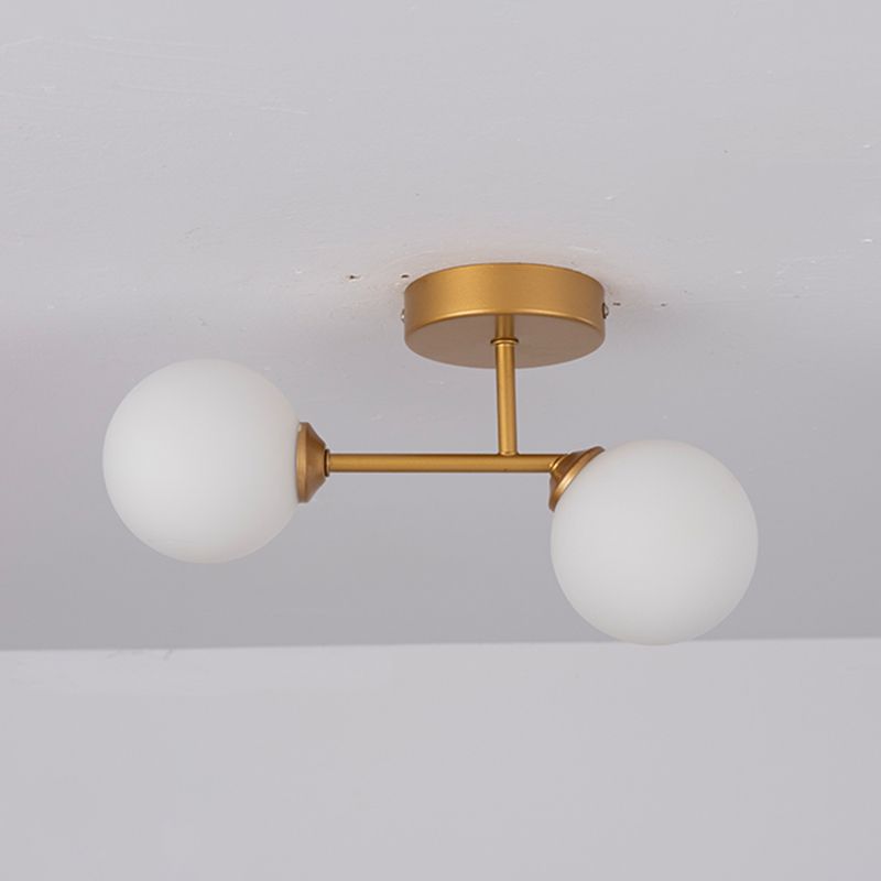 Valentina Plafonnier Rond Moderne, Métal/Verre, Noir/Doré, Salon