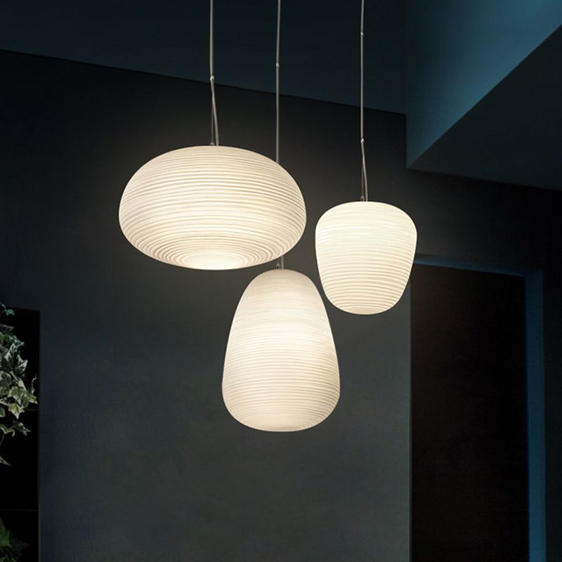Ritta Design LED Suspension Blanc Verre Métal Chambre à coucher