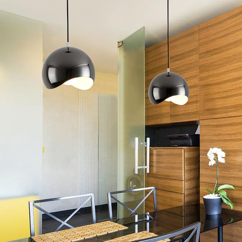 Arisha Luminaires Suspensions Dôme Moderne Métal Noir/Rose Rouge/Chromé Salon