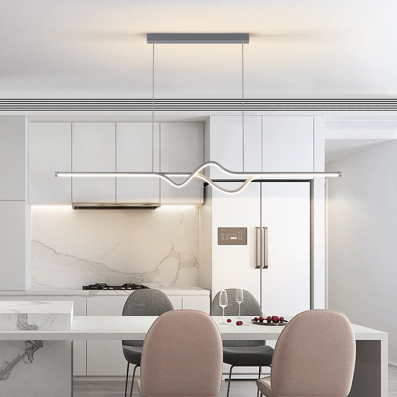 Arisha Suspension Linéaire Minimaliste, Noir/Blanc/Gris, Salon