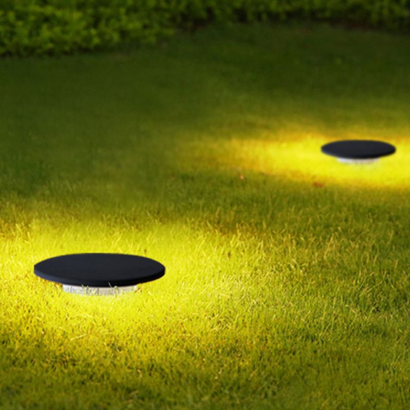 Ray Lampe Extérieure au Sol Rond Simple, Métal, Noir, Cour