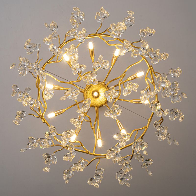 Kristy Lustre Branche Moderne Cristal/Métal Doré Salon