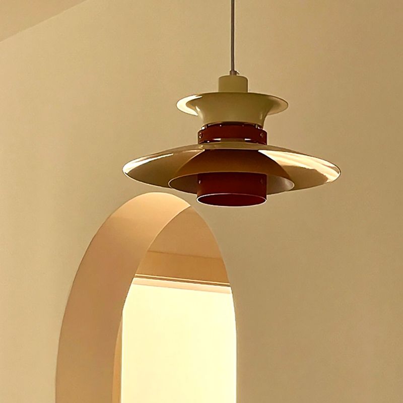 Valentina Suspension Bol Moderne, Métal, Blanc/Bois/Marron, Salon