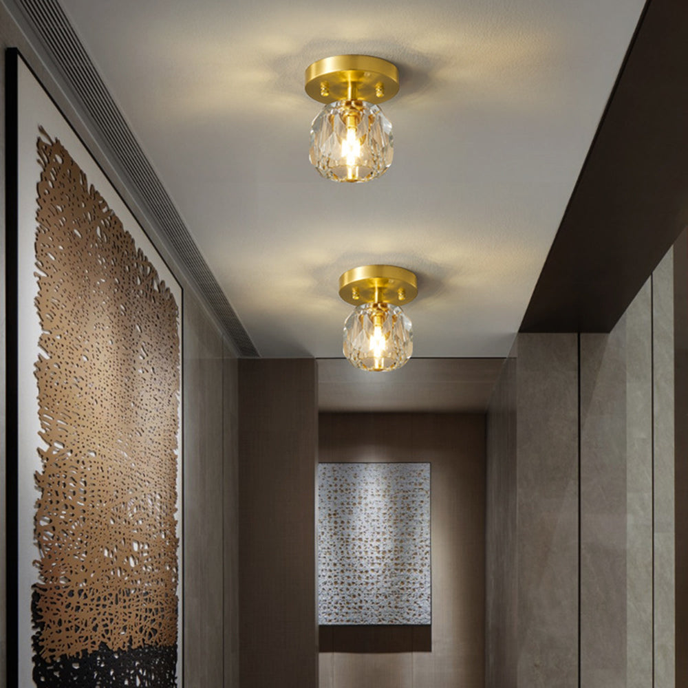 Kristy Plafonnier Diamant Cristal, Métal/Cristal, Doré, Salon