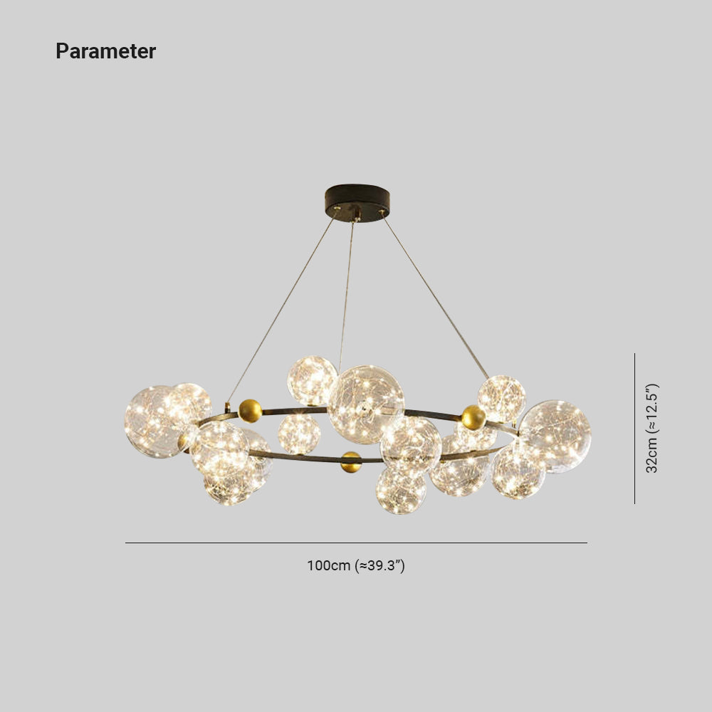 Valentina Suspension Boule Moderne, Métal/Verre, Doré/Noir, Salon