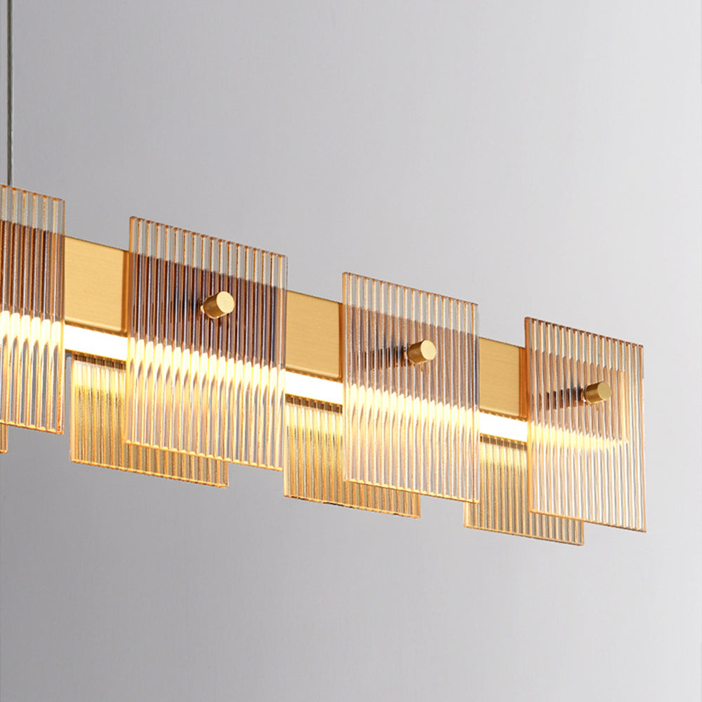 Arisha Suspension Carrée Urbaine, Cuivre/Verre, Doré, Salle de Bain/Chambre à Coucher