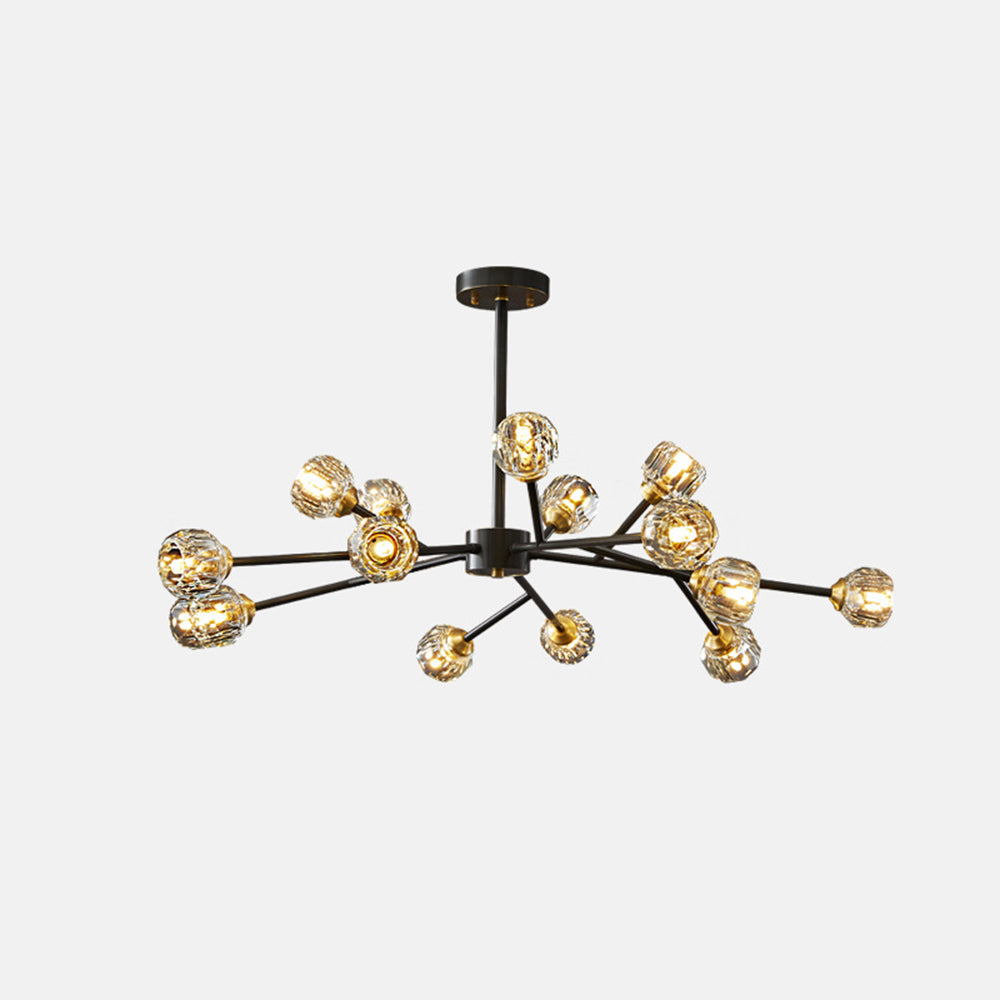Valentina Luminaires Suspensions Multi Balle Moderne Cuivre/Cristal Noir/Doré Salon/Salle à Manger