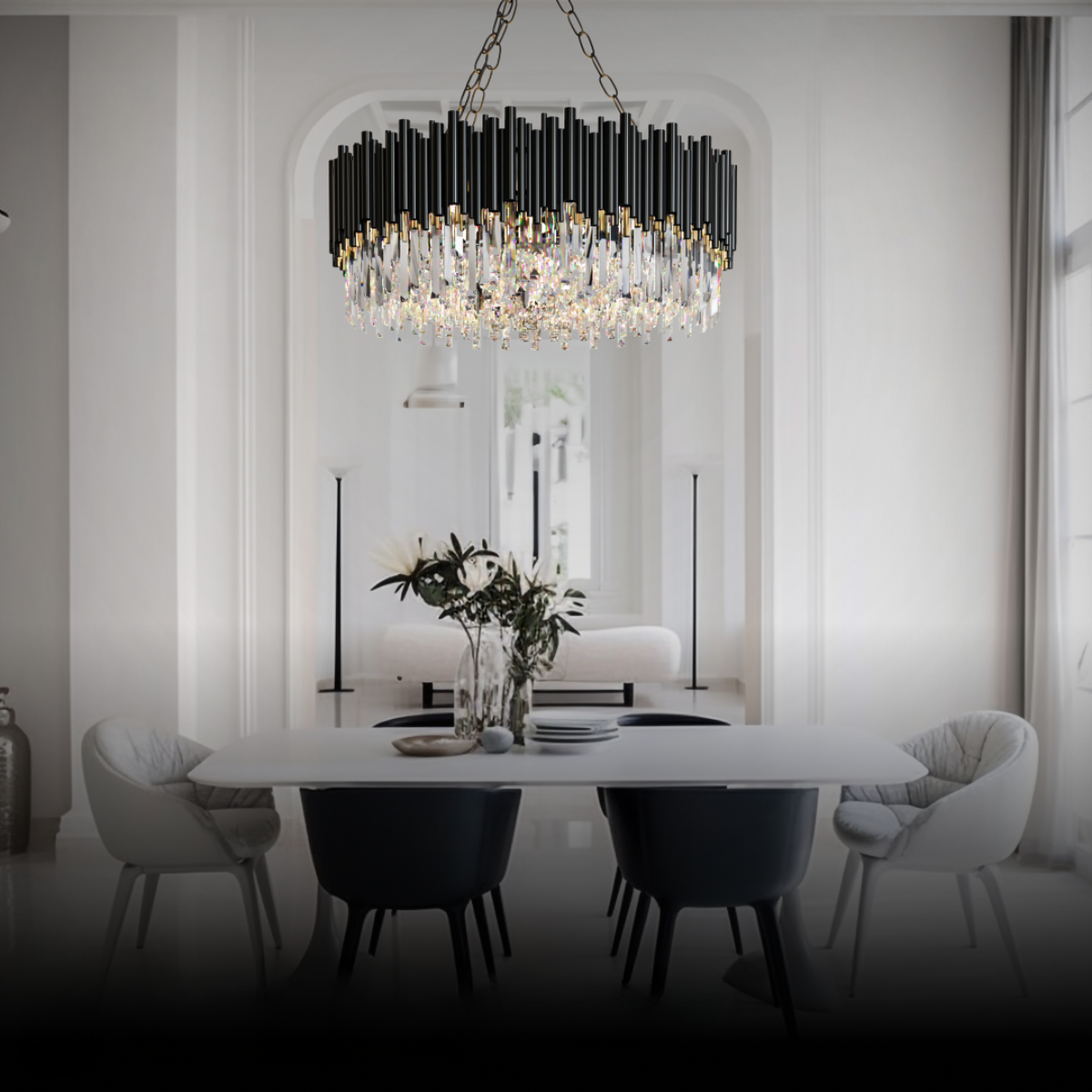 Kristy Suspension LED Industrielle Noir Cylindrique En Verre/Métal Salon
