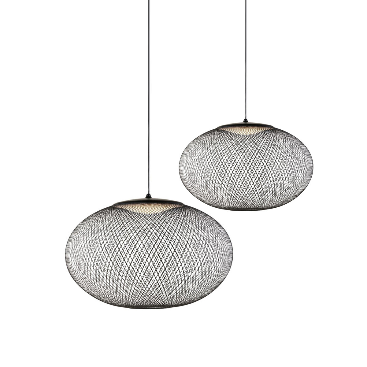Viananne Suspension Lampe Maille Noire
