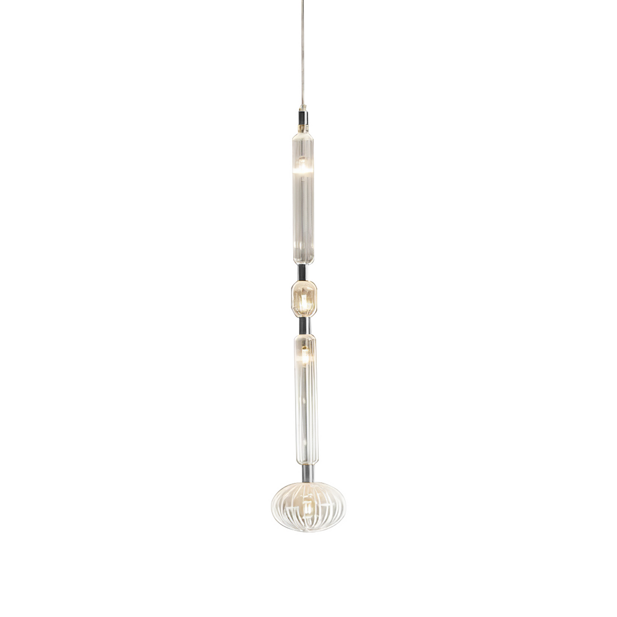 Torilia Lampe à suspension en cristal cylindrique Cipher contemporaine