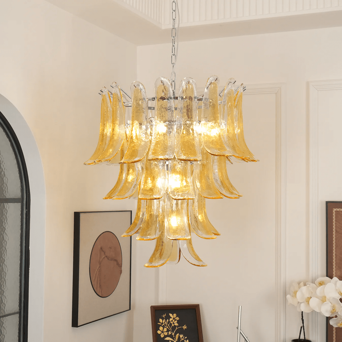 Grevielle Lustre en Verre Ambre