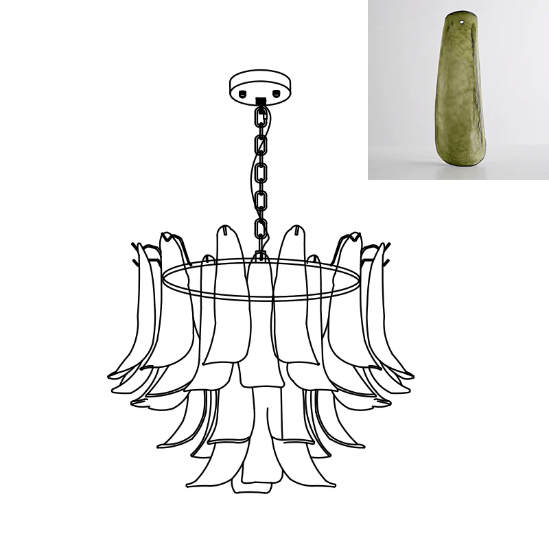 Torio Lustre Murano Verre Feuille Doré