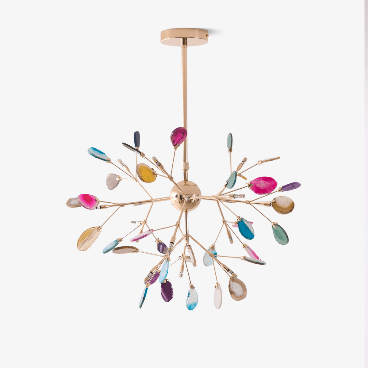 Rivana Lustre Feuille Colorée Bras Dorés