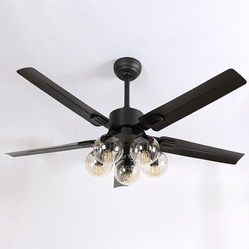 Morivia Plafonnier Verre Noir Vintage Ventilateur de plafond