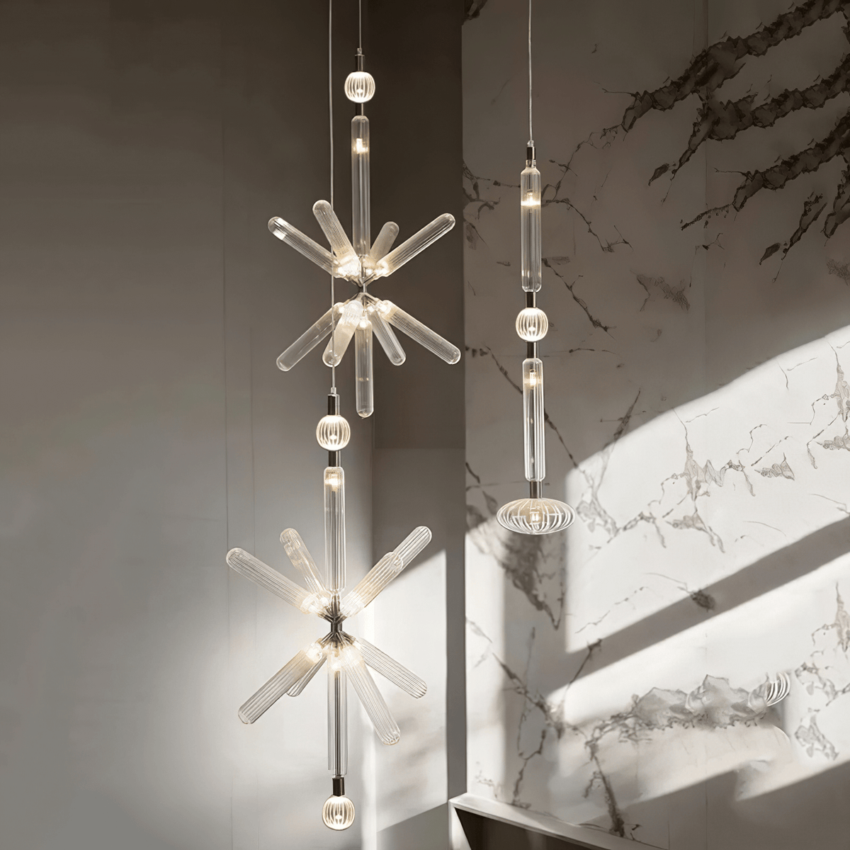 Torilia Lampe à suspension en cristal cylindrique Cipher contemporaine