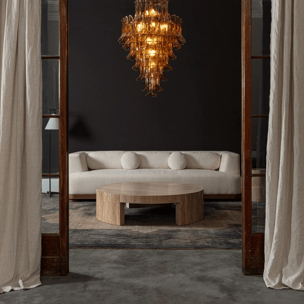 Torina Lustre Pétale en Verre Murano Ambre Style Milieu de Siècle