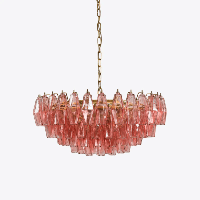 Iselara Lustre Rose Polygone Verre Étagé Moderne Artistique