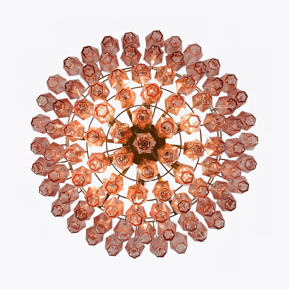 Iselara Lustre Rose Polygone Verre Étagé Moderne Artistique