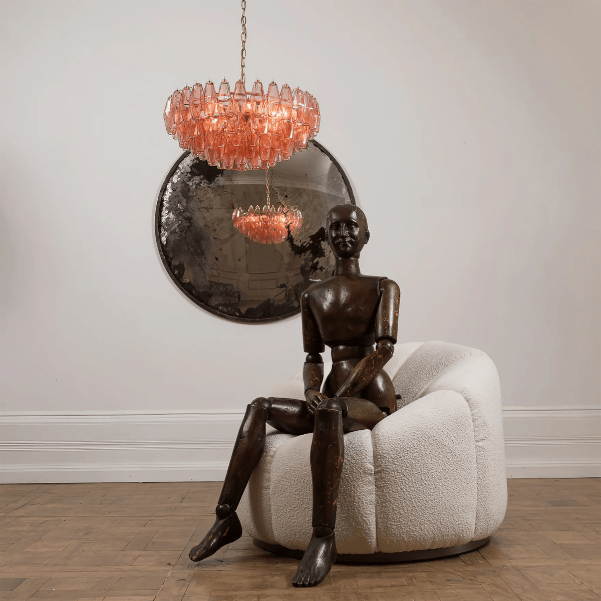 Iselara Lustre Rose Polygone Verre Étagé Moderne Artistique