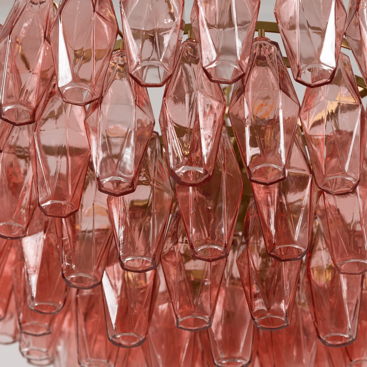 Iselara Lustre Rose Polygone Verre Étagé Moderne Artistique