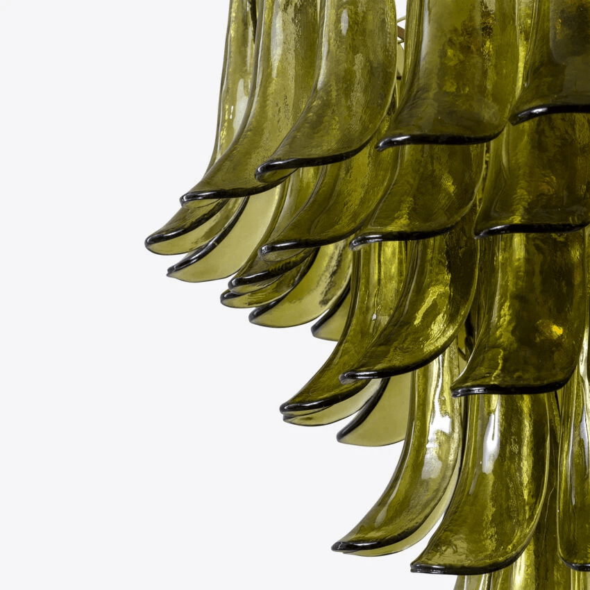 Ravisse Lustre Vert Pétale Verre Superposé Naturel