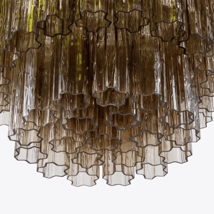 Pavesa Lustre Cinq Étage Cannelé Verre Tube Mid Siècle