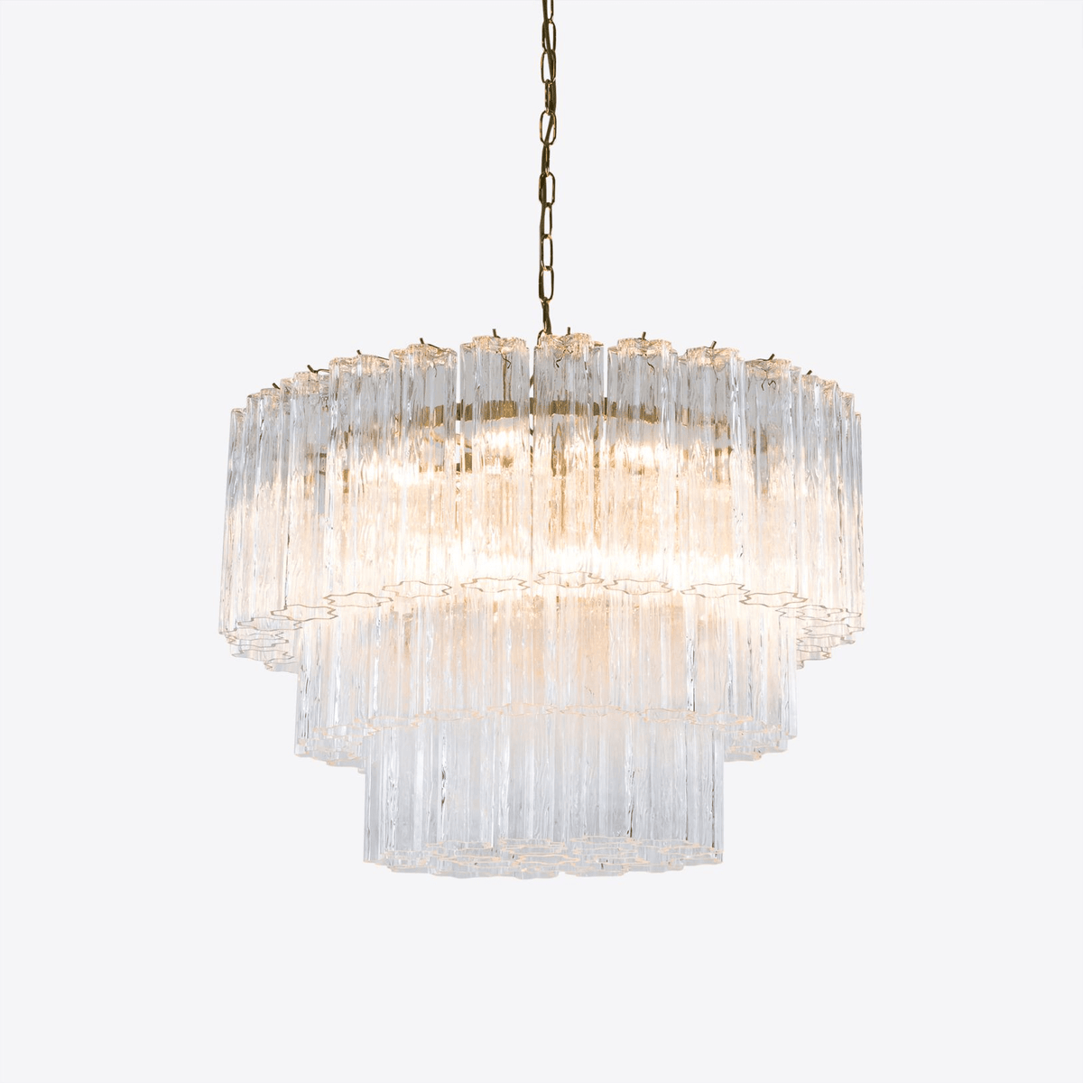 Pavesa Lustre Cinq Étage Cannelé Verre Tube Mid Siècle