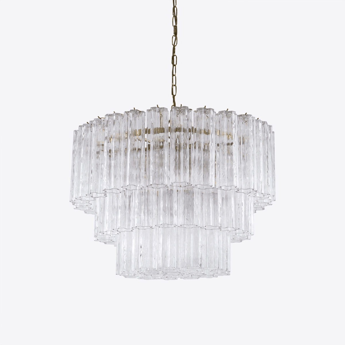 Pavesa Lustre Cinq Étage Cannelé Verre Tube Mid Siècle