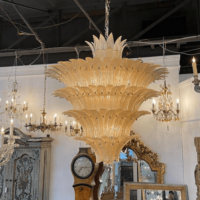 Calius Lustre en Verre de Murano Palmette à Niveaux