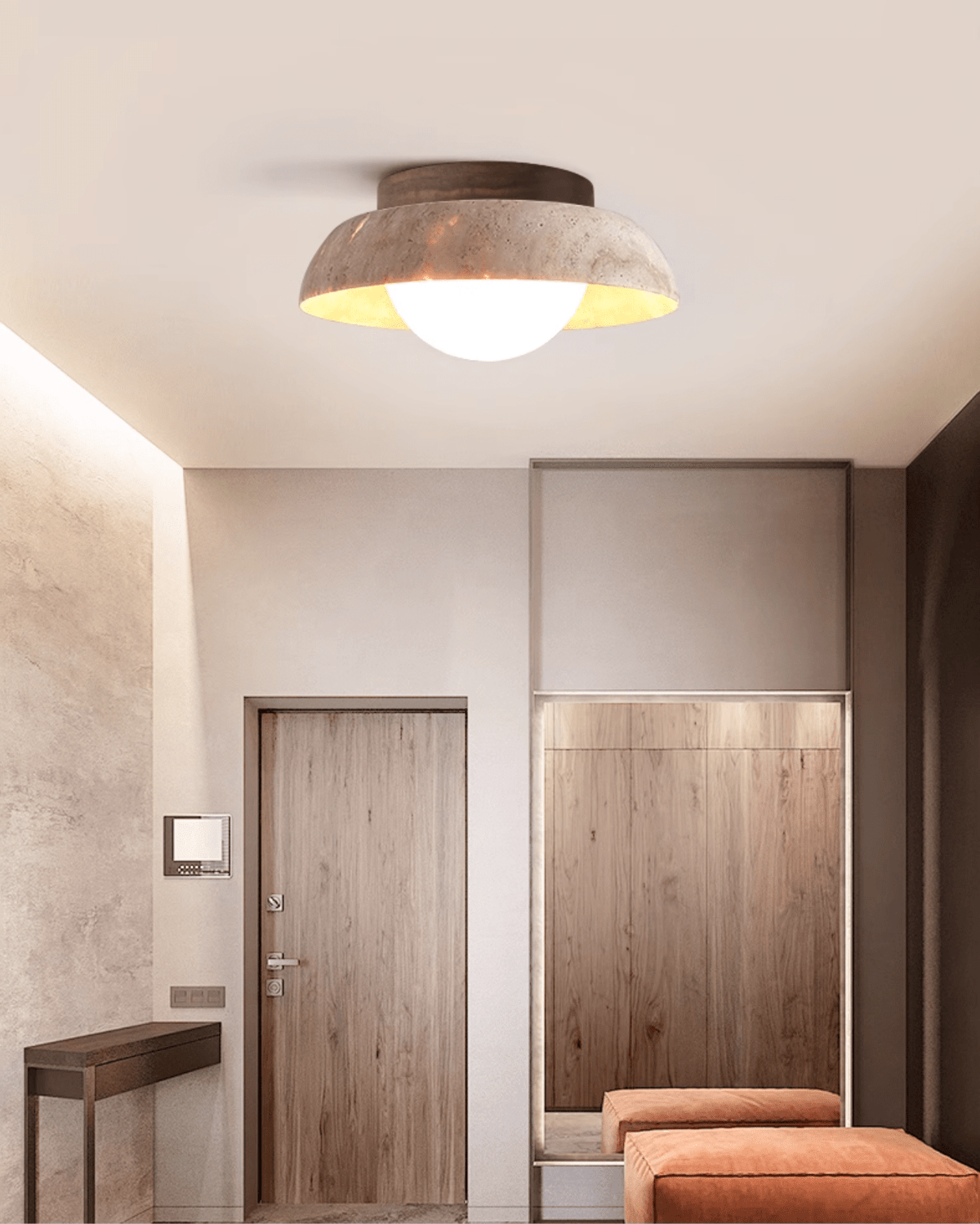 Brinuna Lampe Plafonnier Disc-Dôme en Travertin
