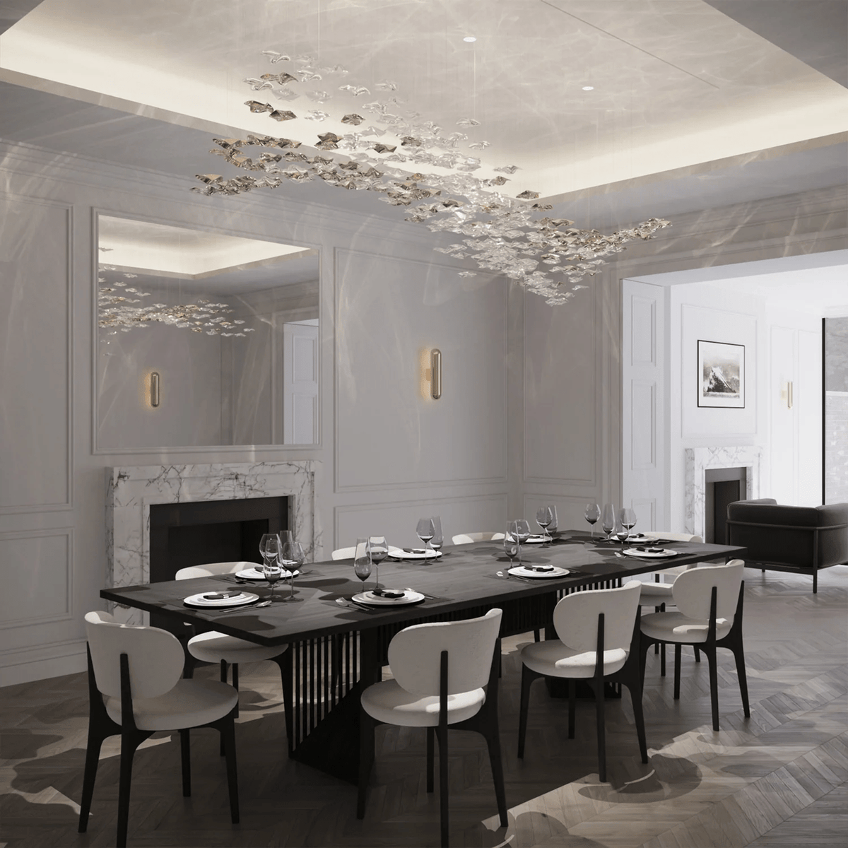 Nephele Lustre Feuille en Cristal