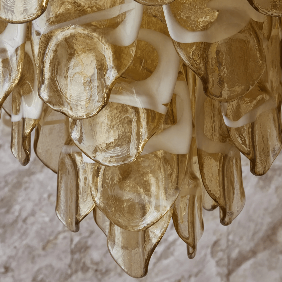 Breneya Lustre Ambre Murano Verre Ovale Gouttes Superposé