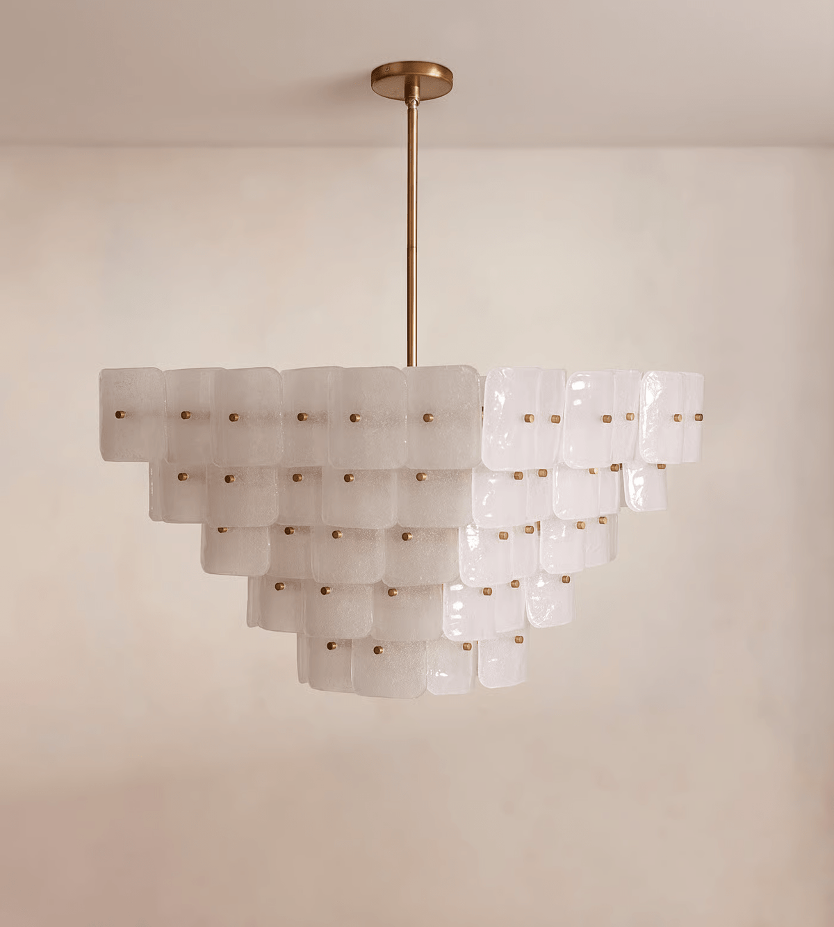 Ilvelle Lustre Blanc Givré Verre Géométrique Étagé