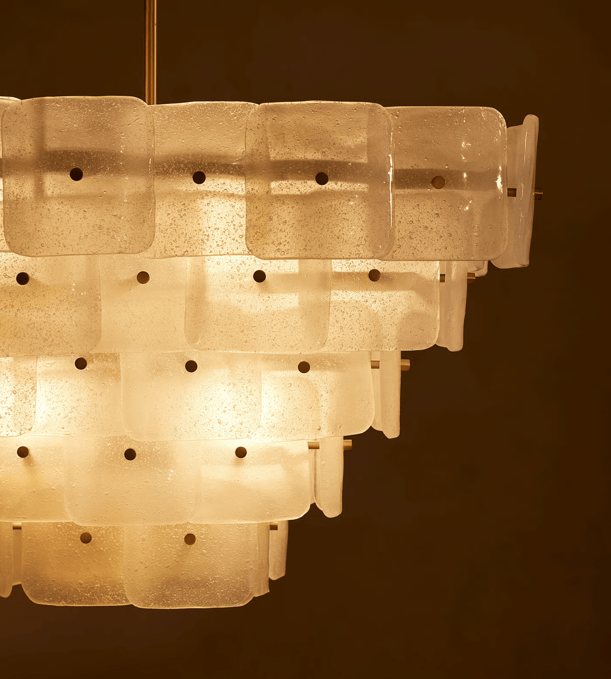 Ilvelle Lustre Blanc Givré Verre Géométrique Étagé