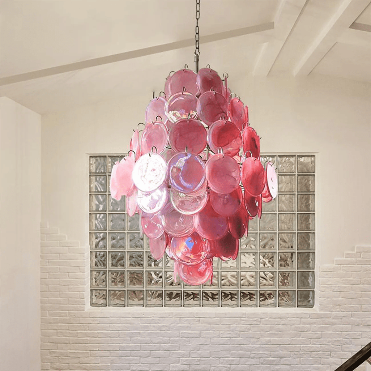 Ravenae Lustre Rose Murano Verre Soufflé-Main Disques