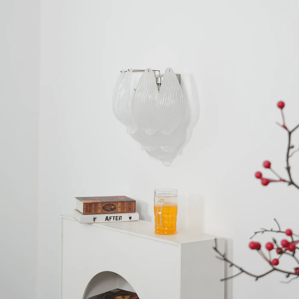 Darenene Applique Murale Murano Verre Pétale Givré Cascadant