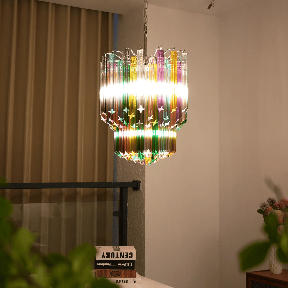 Teveira Lustre Murano Verre Coloré Prisme