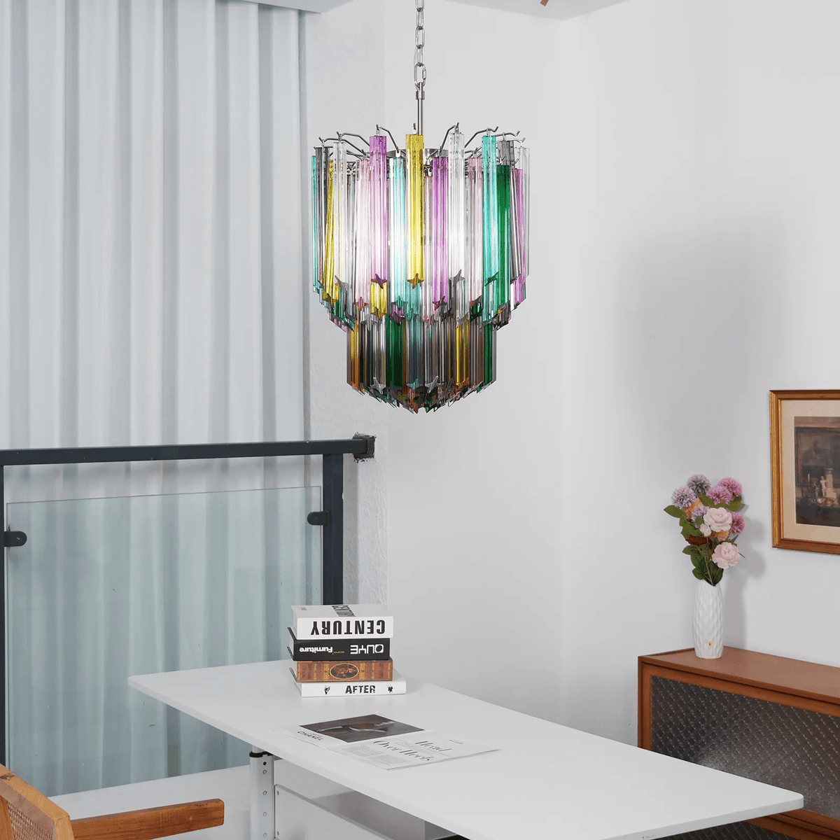 Teveira Lustre Murano Verre Coloré Prisme