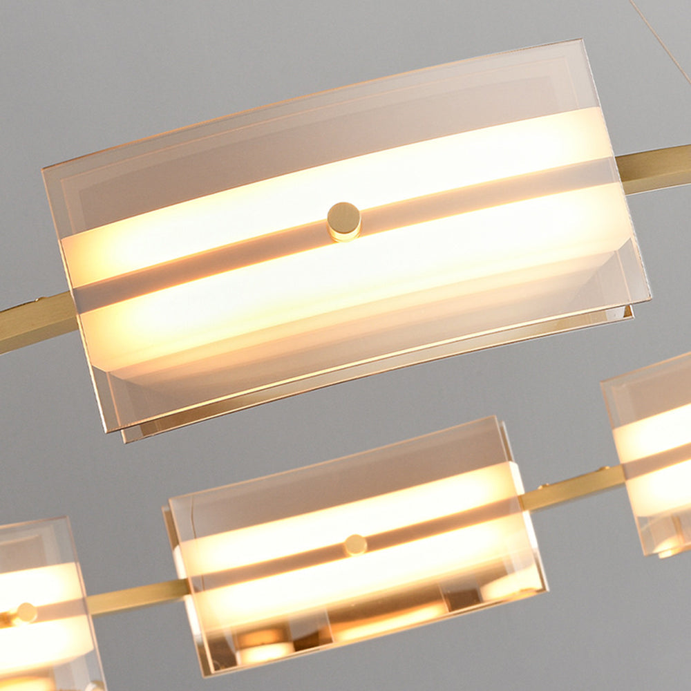 Arisha Suspension Anneau Simple, Cuivre/Verre, Noir/Or, Salon/Chambre